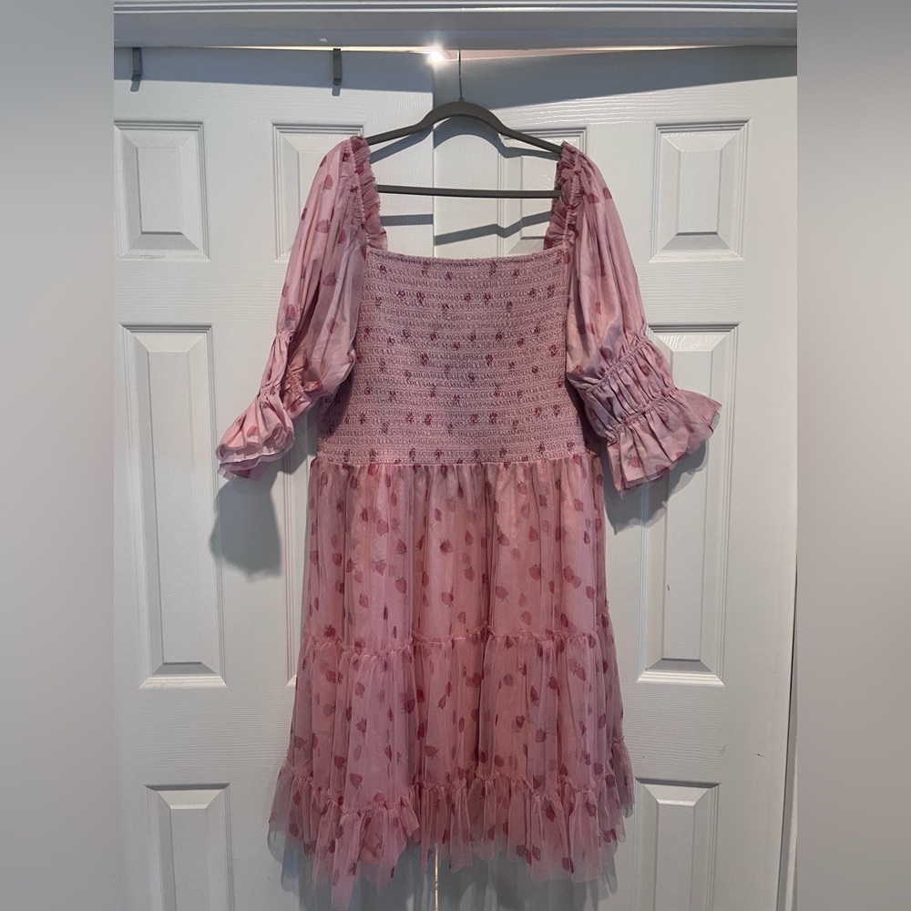 Ivy City Co Pink Smocked Tiered Midi Dress